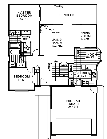 One-Story Ranch Level One of Plan 58823