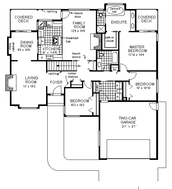 One-Story Ranch Level One of Plan 58825
