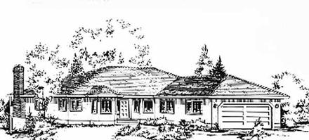 Florida One-Story Elevation of Plan 58827