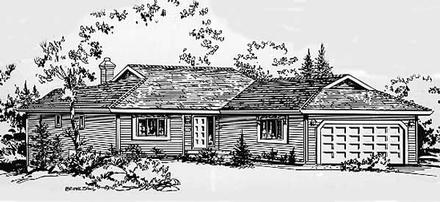 One-Story Ranch Elevation of Plan 58828