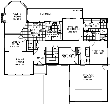 One-Story Ranch Level One of Plan 58830