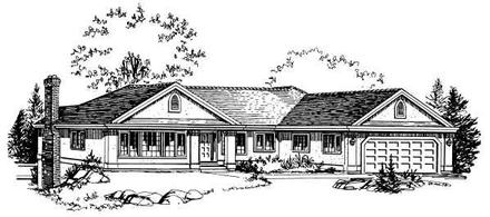 One-Story Ranch Elevation of Plan 58830