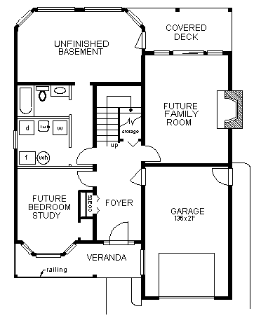Narrow Lot Traditional Lower Level of Plan 58835