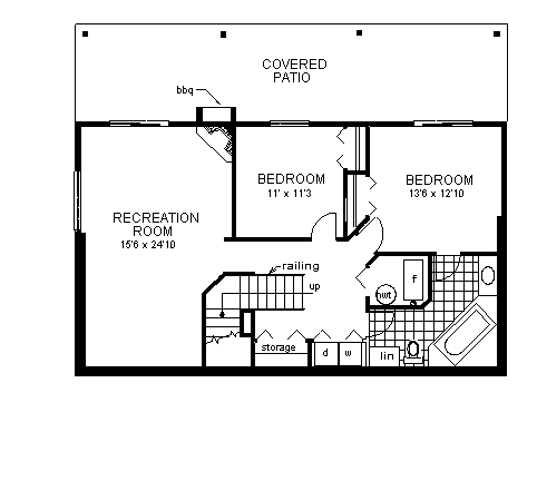 Ranch Lower Level of Plan 58848