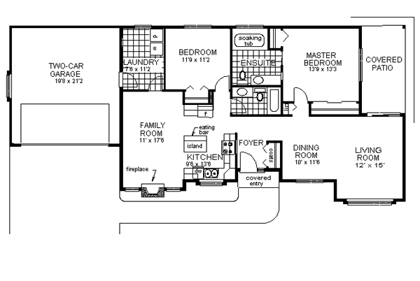 One-Story Ranch Level One of Plan 58853