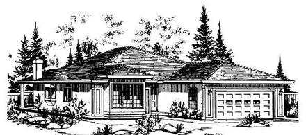 Contemporary Narrow Lot One-Story Elevation of Plan 58856