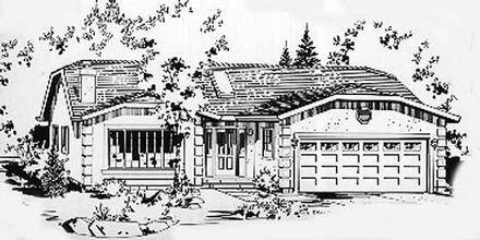 One-Story Ranch Elevation of Plan 58863