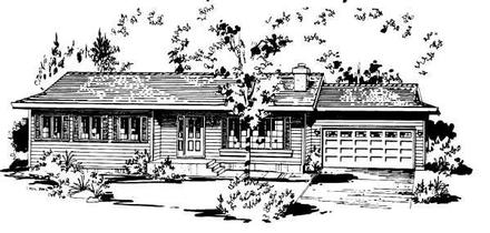 One-Story Ranch Elevation of Plan 58865