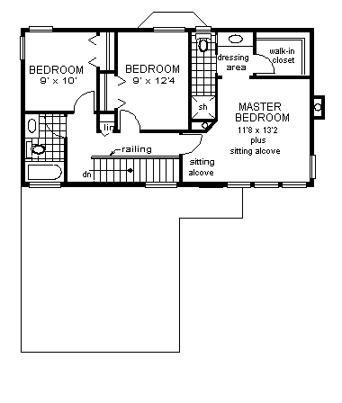 House Plan 58870 Second Level Plan