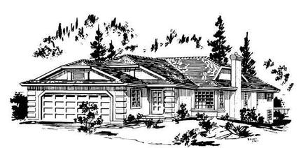 Narrow Lot One-Story Ranch Elevation of Plan 58884