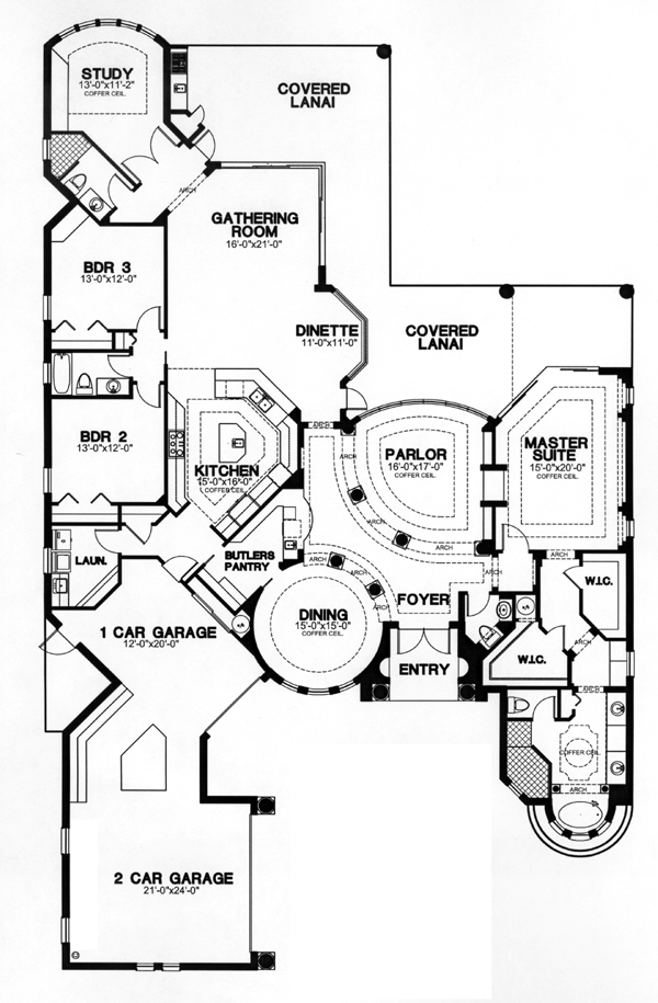 Mediterranean One-Story Level One of Plan 58901