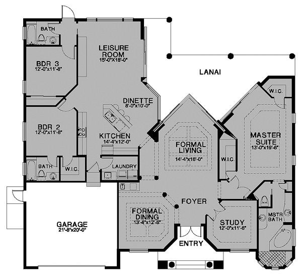 Florida One-Story Level One of Plan 58908
