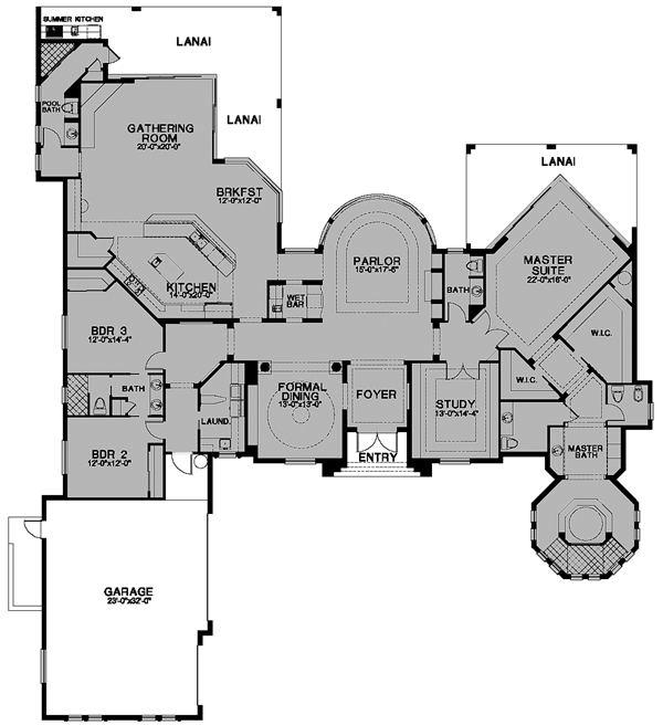 Florida One-Story Level One of Plan 58911