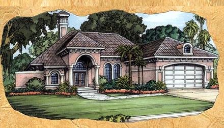 Florida One-Story Elevation of Plan 58914