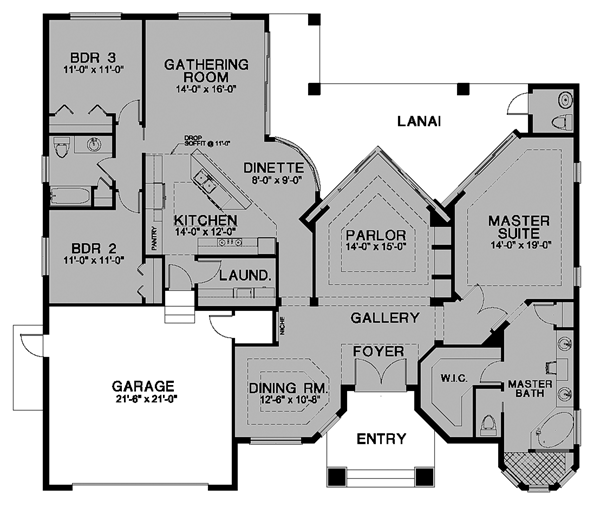 Florida One-Story Level One of Plan 58915