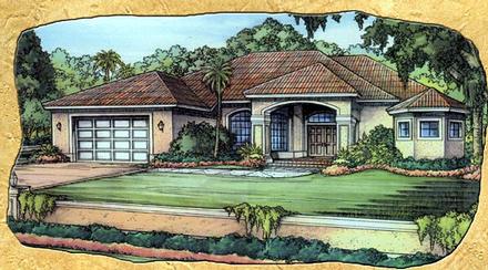 Florida One-Story Elevation of Plan 58915