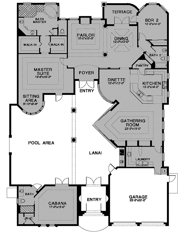 Florida One-Story Level One of Plan 58919