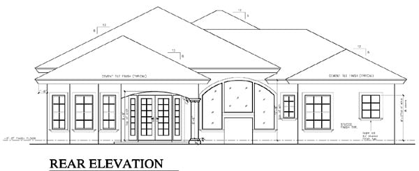 Florida One-Story Rear Elevation of Plan 58919