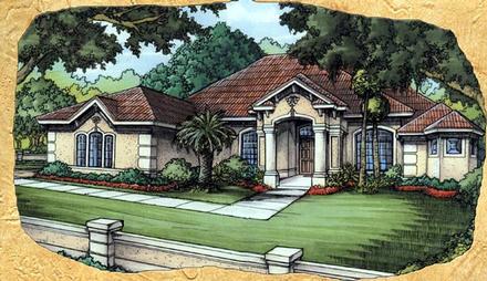 Florida One-Story Elevation of Plan 58920