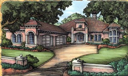 Florida One-Story Elevation of Plan 58922