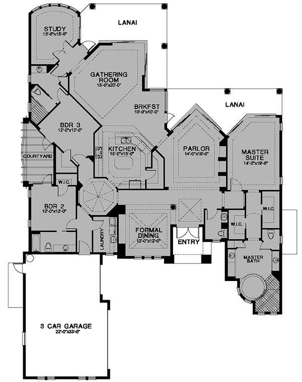 Florida One-Story Level One of Plan 58923