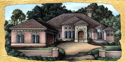 Florida One-Story Elevation of Plan 58923