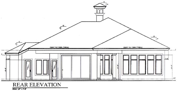 Florida One-Story Rear Elevation of Plan 58924