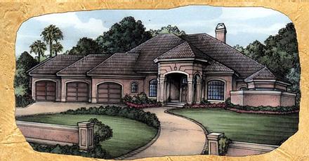 Florida One-Story Elevation of Plan 58926