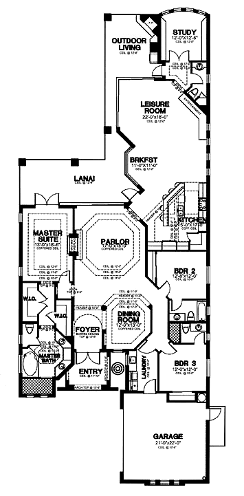 Florida One-Story Level One of Plan 58929