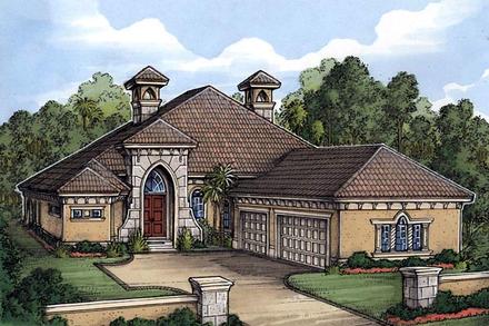 Florida One-Story Elevation of Plan 58929