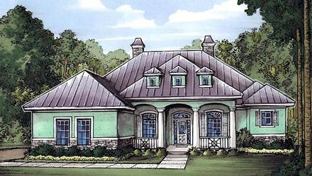 Florida One-Story Elevation of Plan 58939