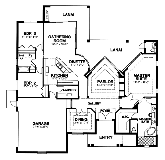 European One-Story Level One of Plan 58940