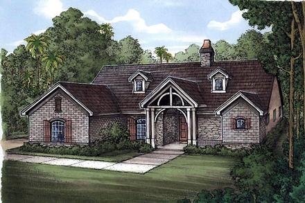 European One-Story Elevation of Plan 58940