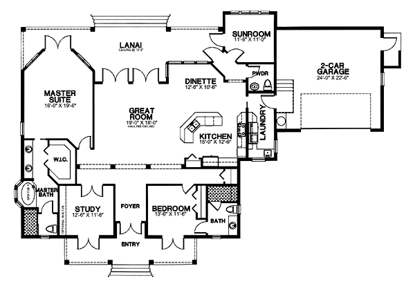 Florida One-Story Level One of Plan 58941