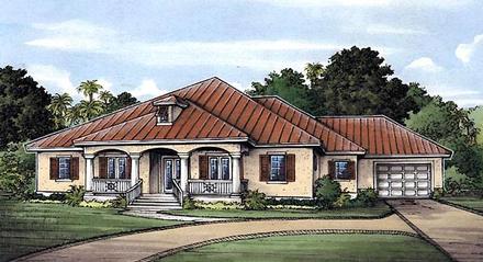 Florida One-Story Elevation of Plan 58941