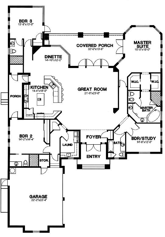 European One-Story Level One of Plan 58942