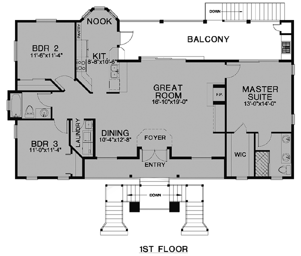 Florida One-Story Level One of Plan 58944