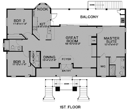 House Plan 58944 First Level Plan