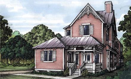 Narrow Lot Victorian Elevation of Plan 58945