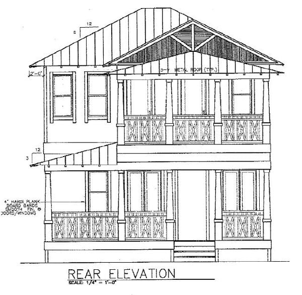 Florida Rear Elevation of Plan 58946