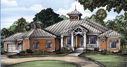 Florida One-Story Elevation of Plan 58953