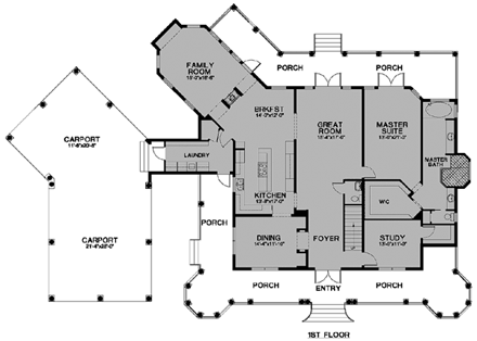 House Plan 58954 First Level Plan