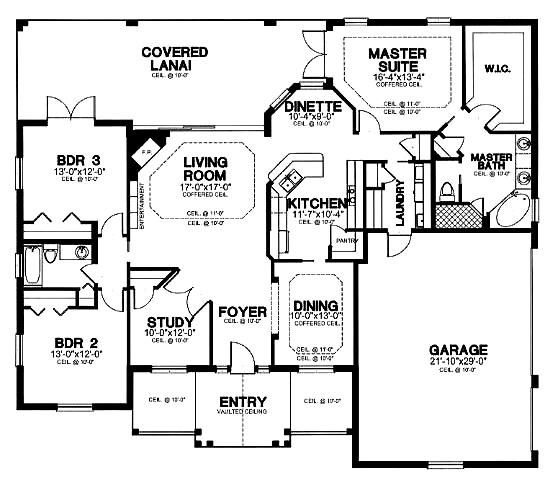 Florida One-Story Level One of Plan 58956