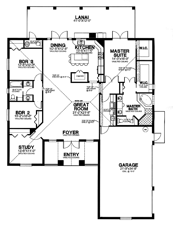 Florida One-Story Level One of Plan 58957