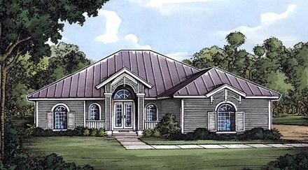 Florida One-Story Elevation of Plan 58957