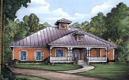 Florida One-Story Elevation of Plan 58958