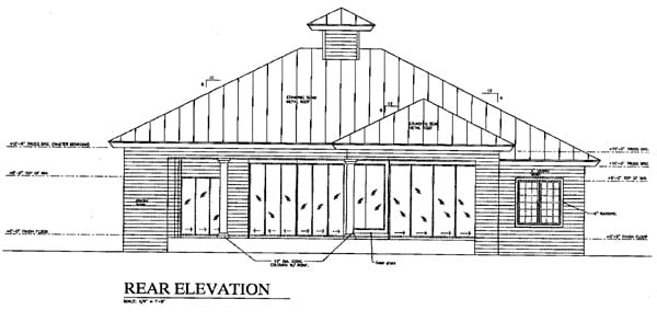 Florida One-Story Rear Elevation of Plan 58958
