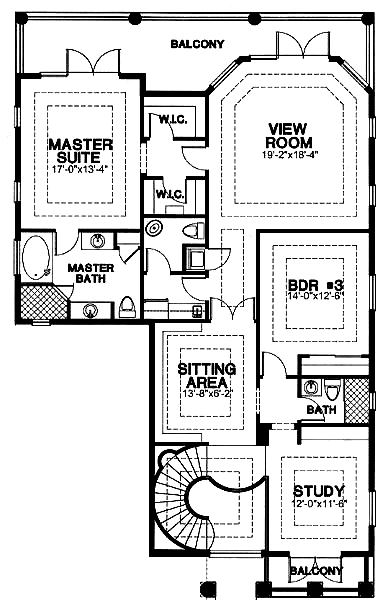 House Plan 58968 Second Level Plan