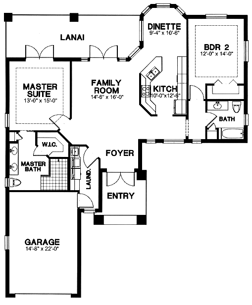 Florida One-Story Level One of Plan 58969