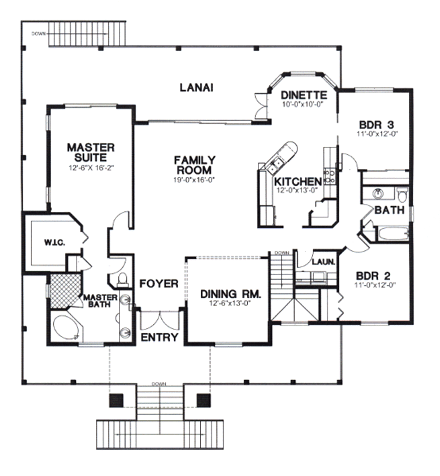 House Plan 58974 First Level Plan
